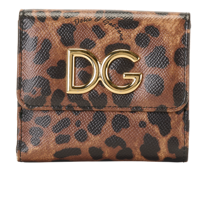 Dolce & Gabbana Leopard Print Dauphine Small Wallet, &pound;140, Accessories, Brown, Leather, Front view
